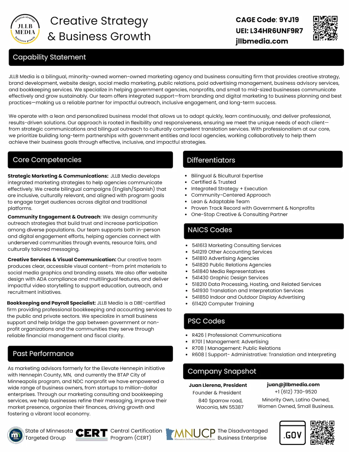 JLLB Media - Capabilities Statement - One Page - 2026