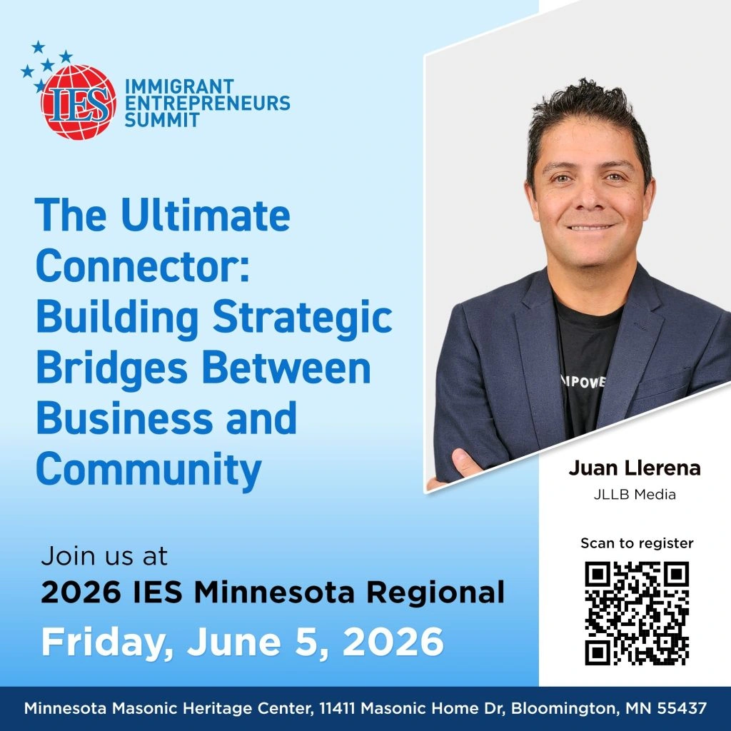 Promotional digital graphic for Juan Llerena's presentation titled The Ultimate Connector at the 2026 IES Minnesota Regional.